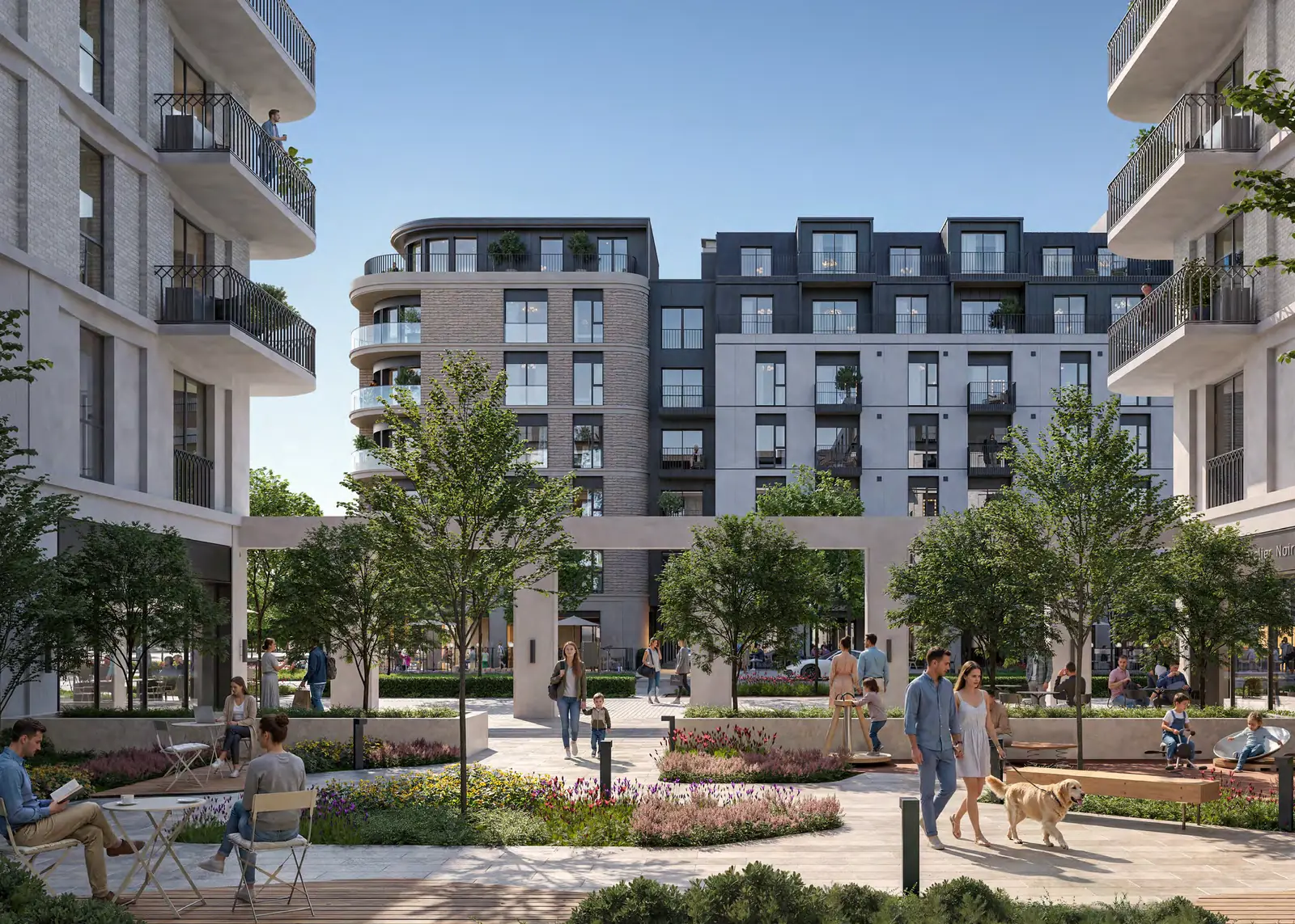The landscaped courtyard of Pier Residences