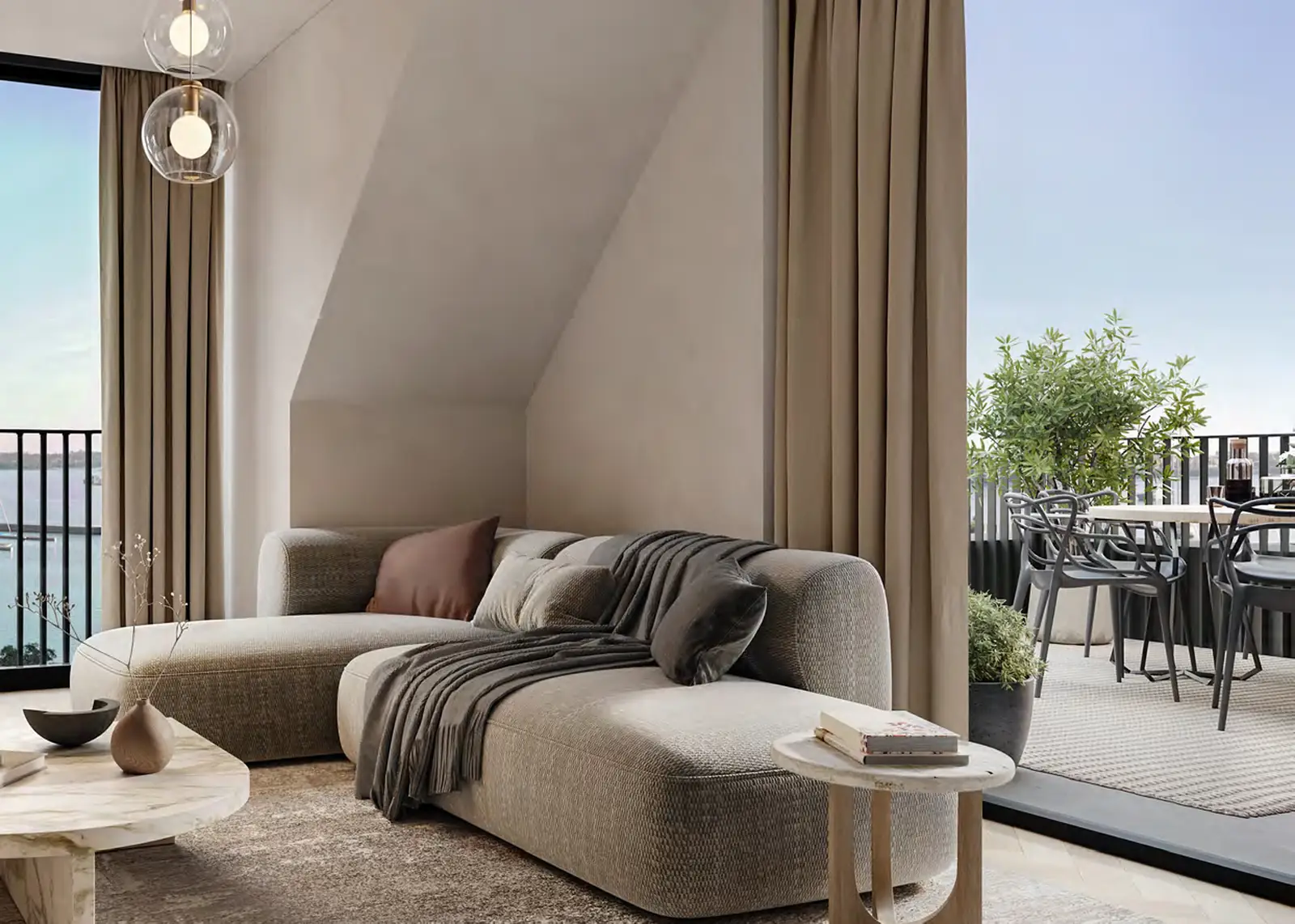 Living room of a Pier Residences apartment