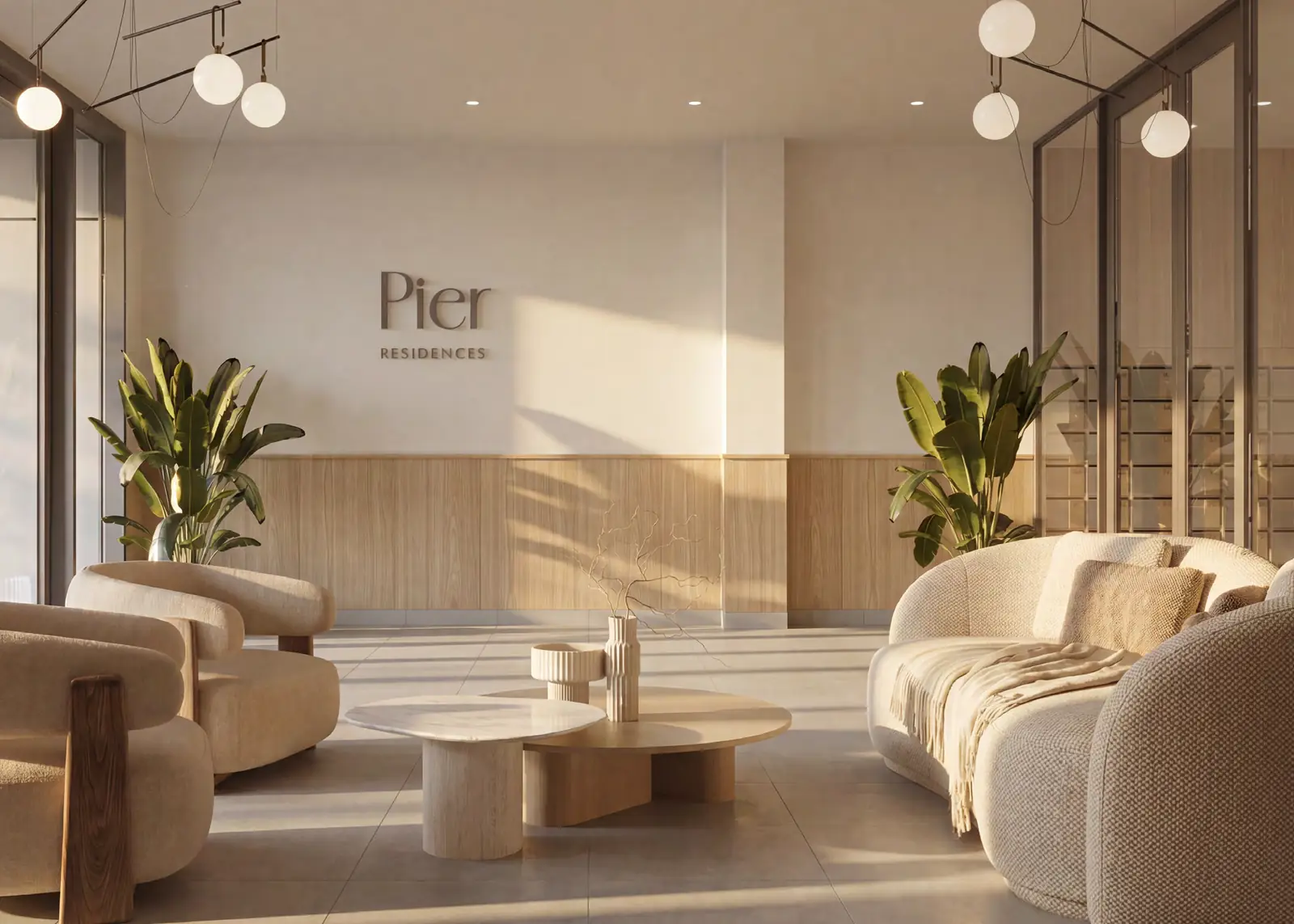 The entrance lobby of Pier Residences