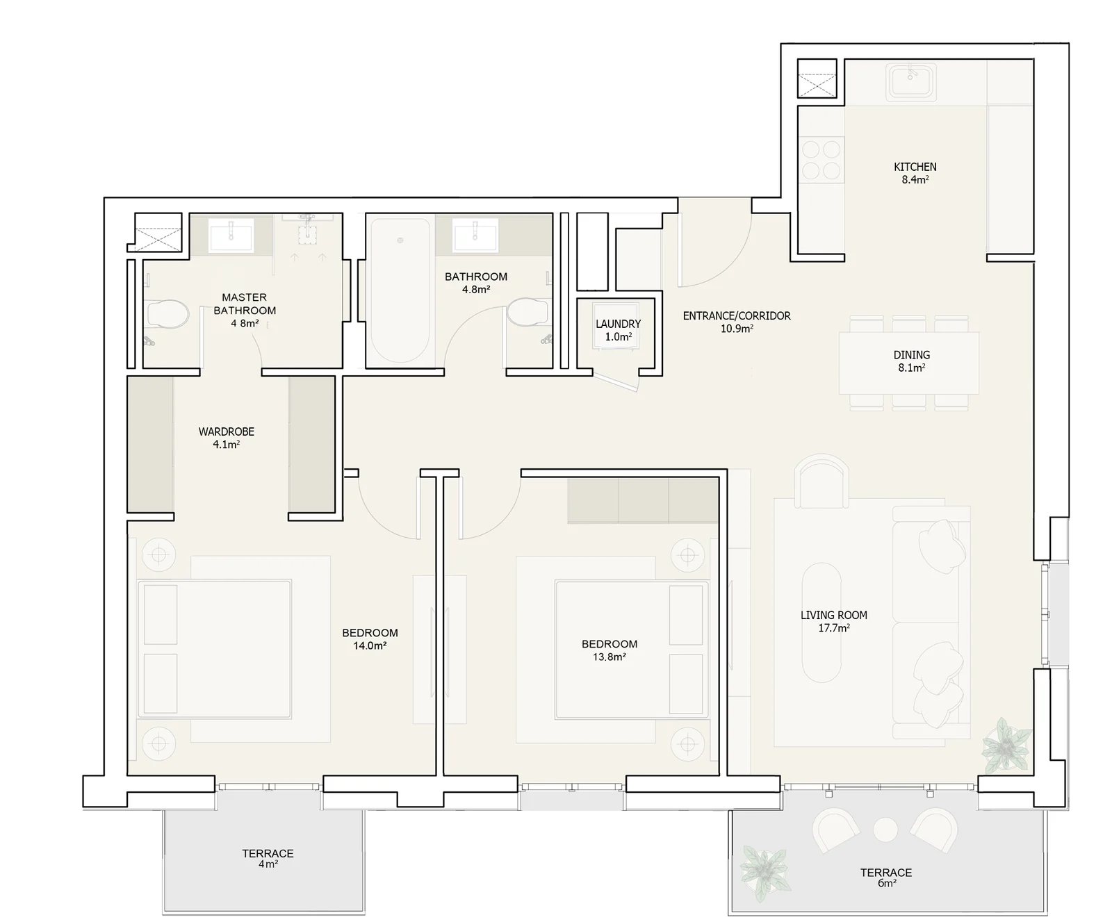 The Montis Apartments, 2 bedrooms, type 2 floor plan