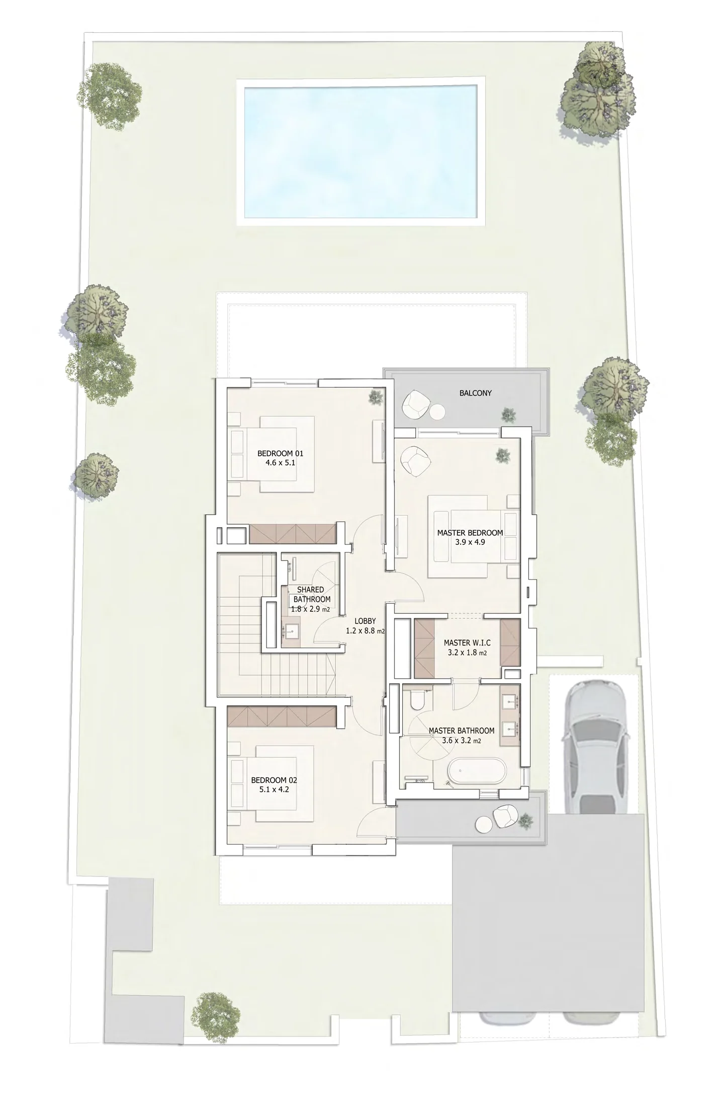 The Montis Grove Villas, ground floor floor plan with room sizes