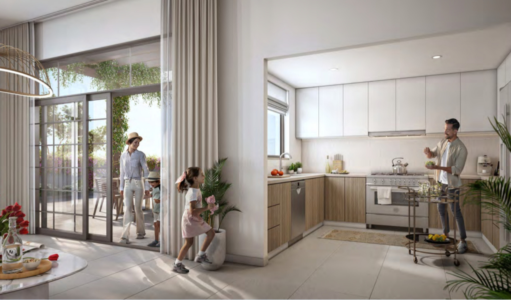 Balcony overlooking green areas in Yas Park Views
