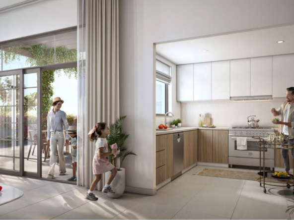 Balcony overlooking green areas in Yas Park Views
