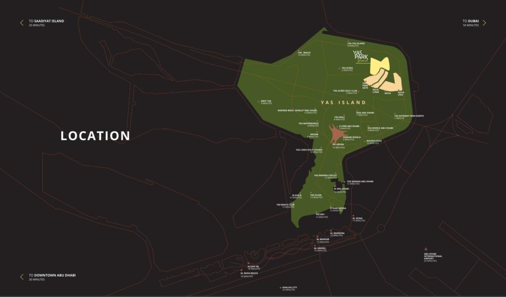 Map of Yas Park Views community on Yas Island Abu Dhabi